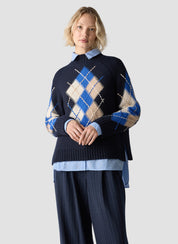 Strickpullover aus Wollmix - 5388-Marineblau - Blau