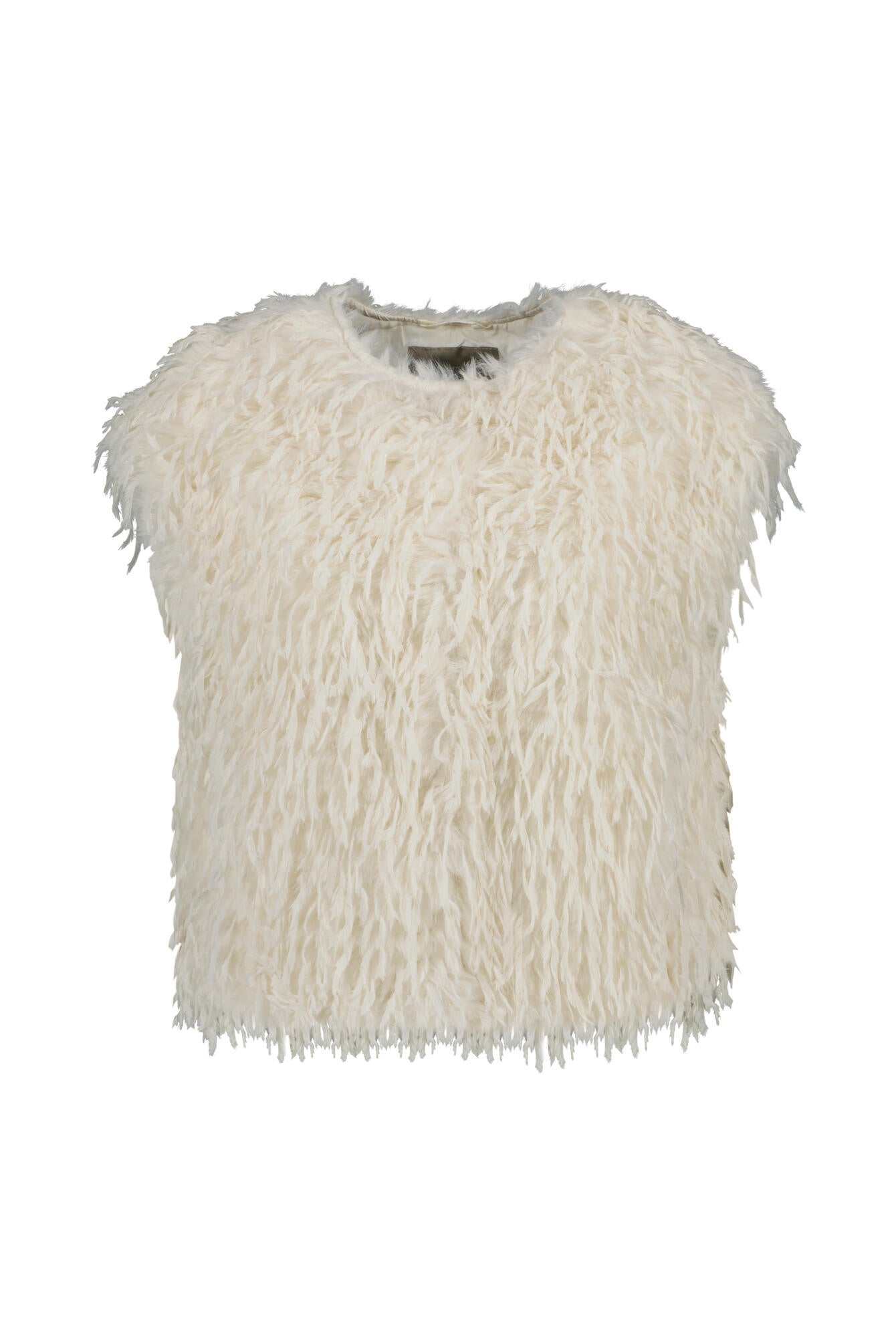 Weste in Federoptik - 5608-Elfenbein - Weiß