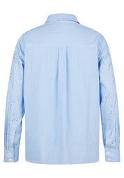 Bluse gestreift mit Strass-Details - 5332-Saphirblau - Blau