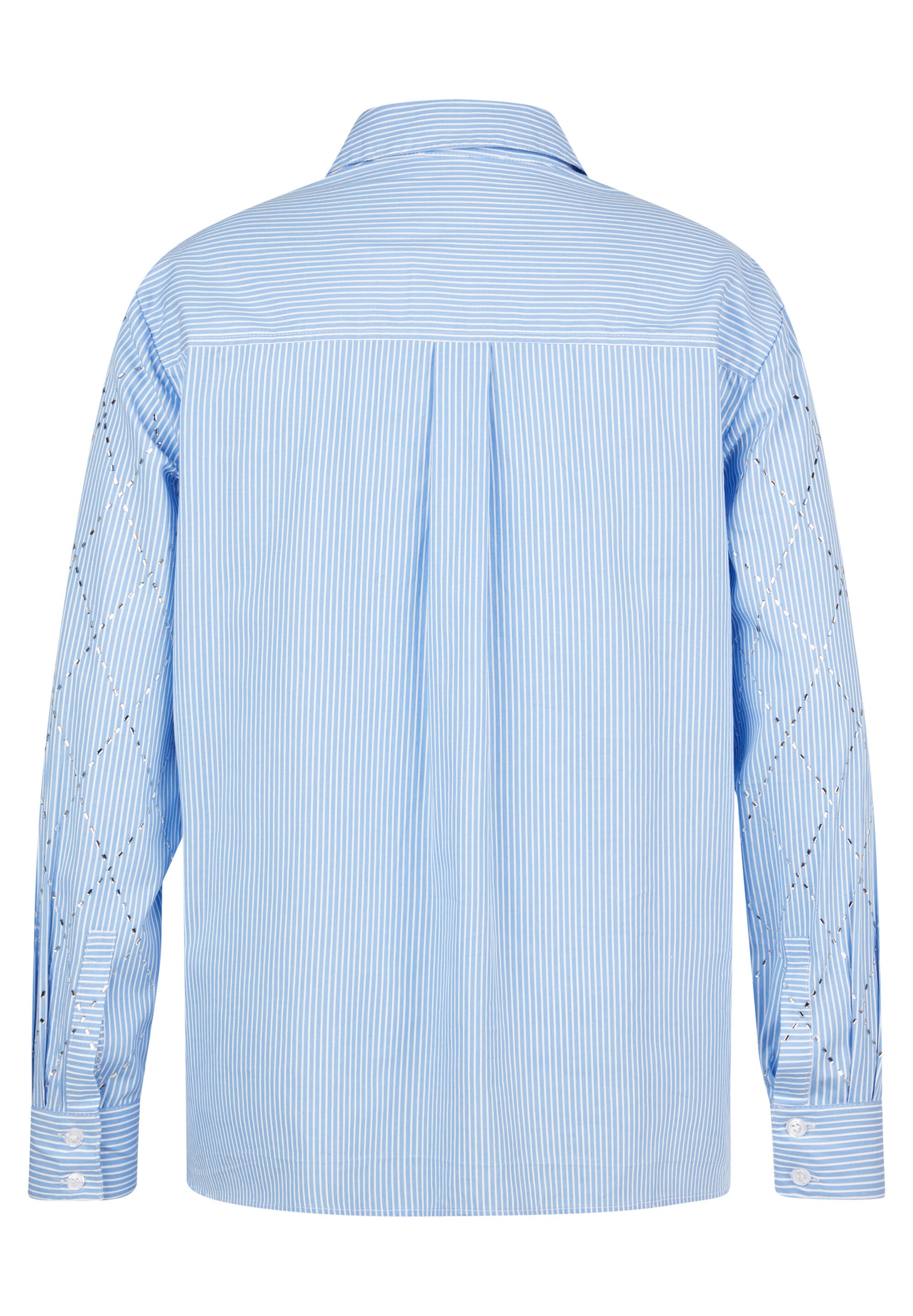 Bluse gestreift mit Strass-Details - 5332-Saphirblau - Blau