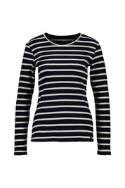 Langarmshirt aus Baumwolle - 5608-Elfenbein - Blau