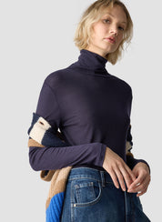 Strickpullover mit Rollkragen - 5388-Marineblau - Blau