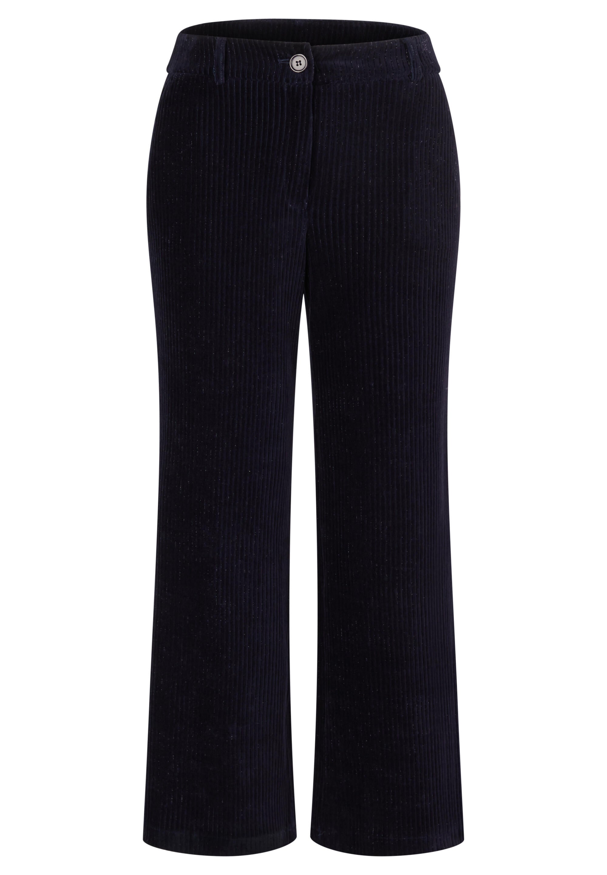 Cordhose Wide Leg in Samt-Optik - 5388-Marineblau - Blau