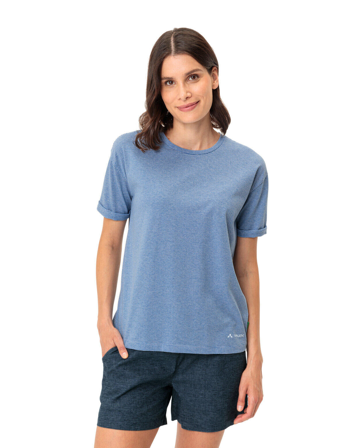 Gestreiftes T-Shirt aus Baumwollmix - 180-ultramarine - Blau | Weiß