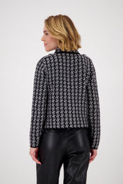 Strickjacke aus Baumwollmix - 822 ash grey melange gemustert - Grau