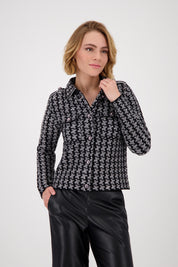 Strickjacke aus Baumwollmix - 822 ash grey melange gemustert - Grau