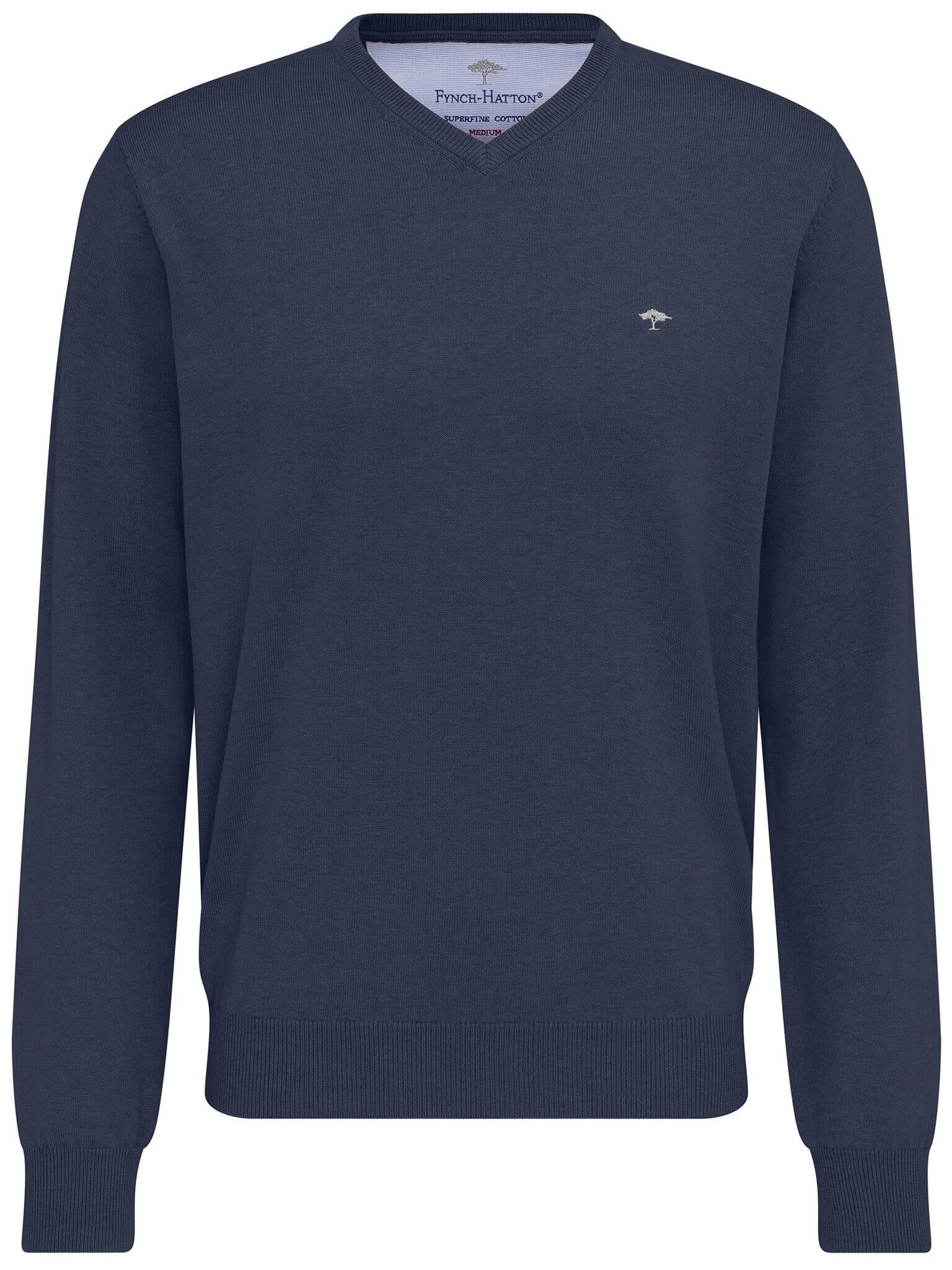 Strickpullover mit V-Ausschnitt - 680-night - Blau