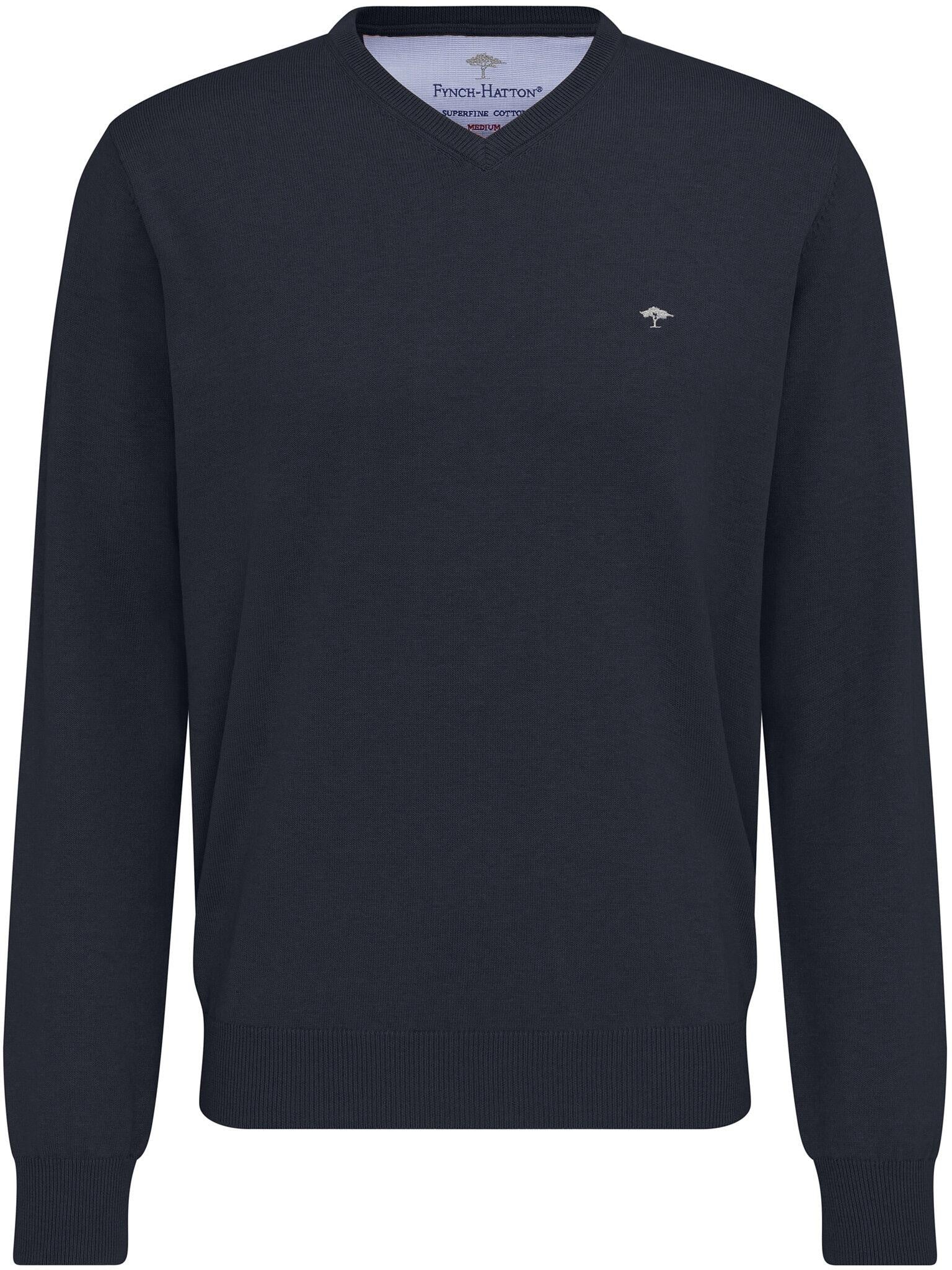 Strickpullover mit V-Ausschnitt - 690-navy - Blau