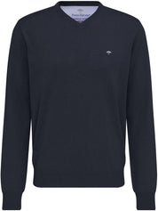 Strickpullover mit V-Ausschnitt - 690-navy - Blau