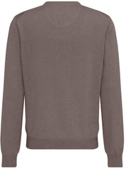 Strickpullover mit V-Ausschnitt - 860-earth - Braun