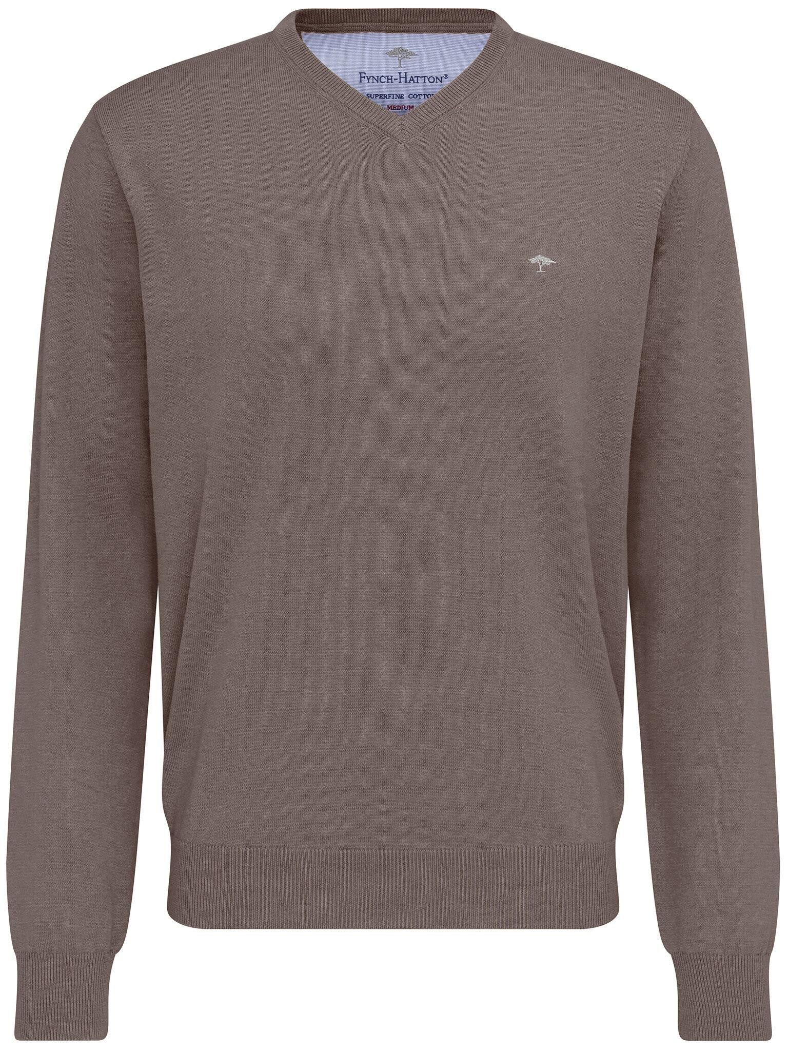 Strickpullover mit V-Ausschnitt - 860-earth - Braun
