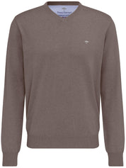 Strickpullover mit V-Ausschnitt - 860-earth - Braun