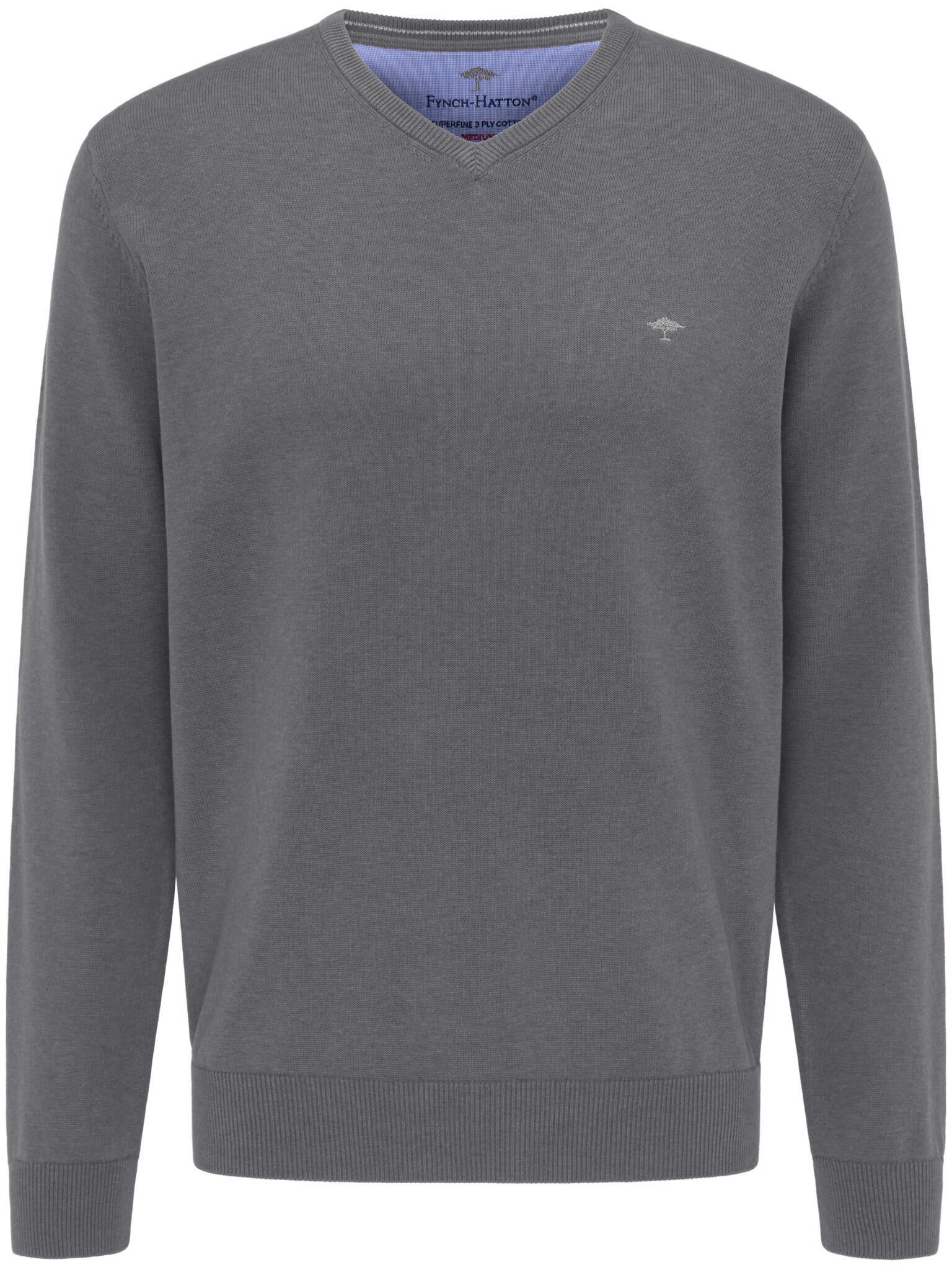 Strickpullover mit V-Ausschnitt - 936-steel - Grau