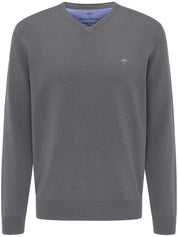 Strickpullover mit V-Ausschnitt - 936-steel - Grau