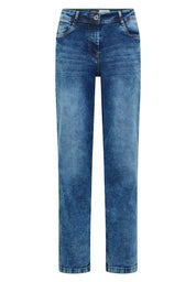 Jeans Wide Leg - 10235 mid blue used wash - Blau