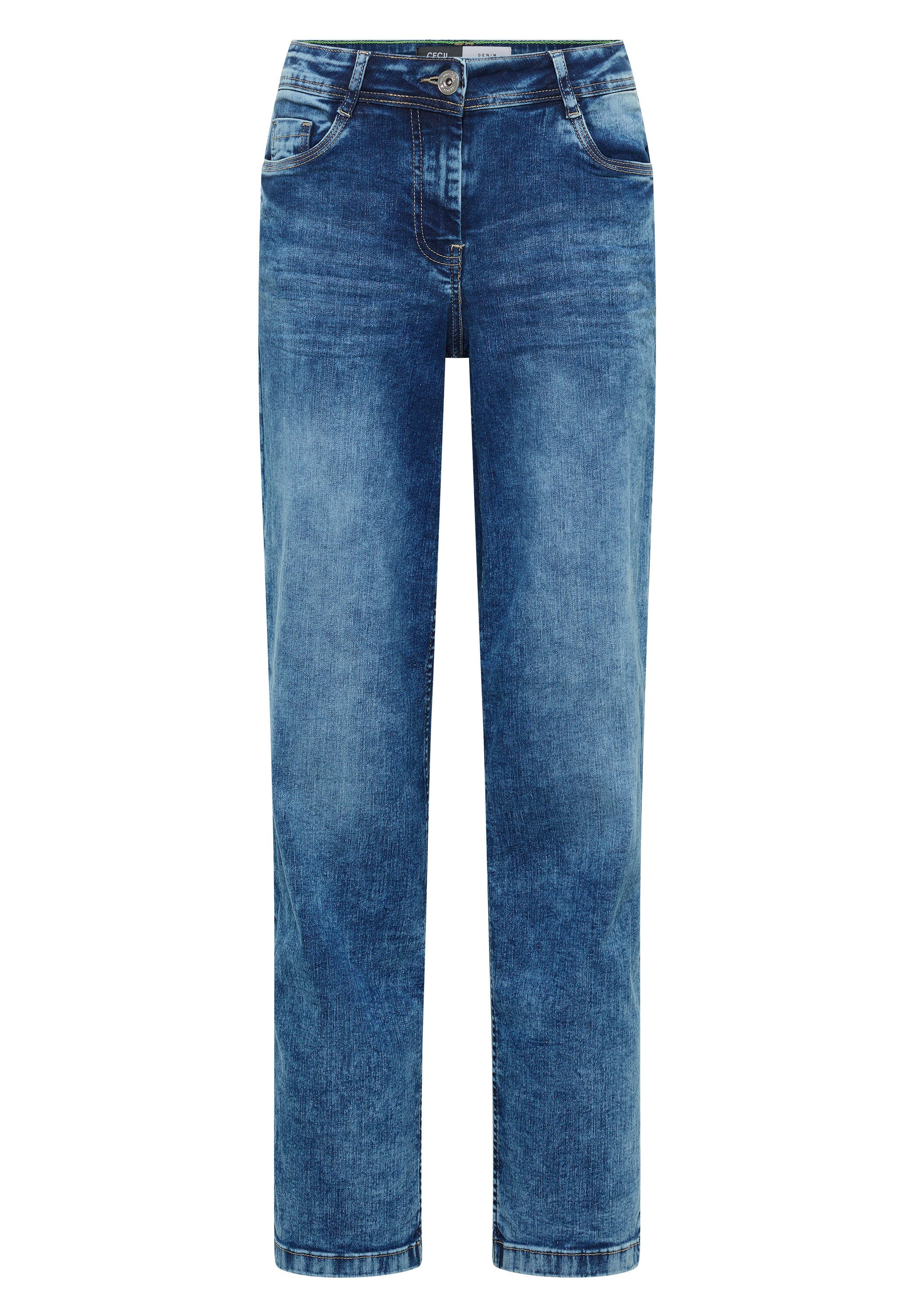 Jeans Wide Leg - 10235 mid blue used wash - Blau