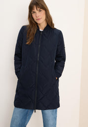 Steppmantel mit Bündchenkragen - 15631 dark navy blue - Blau