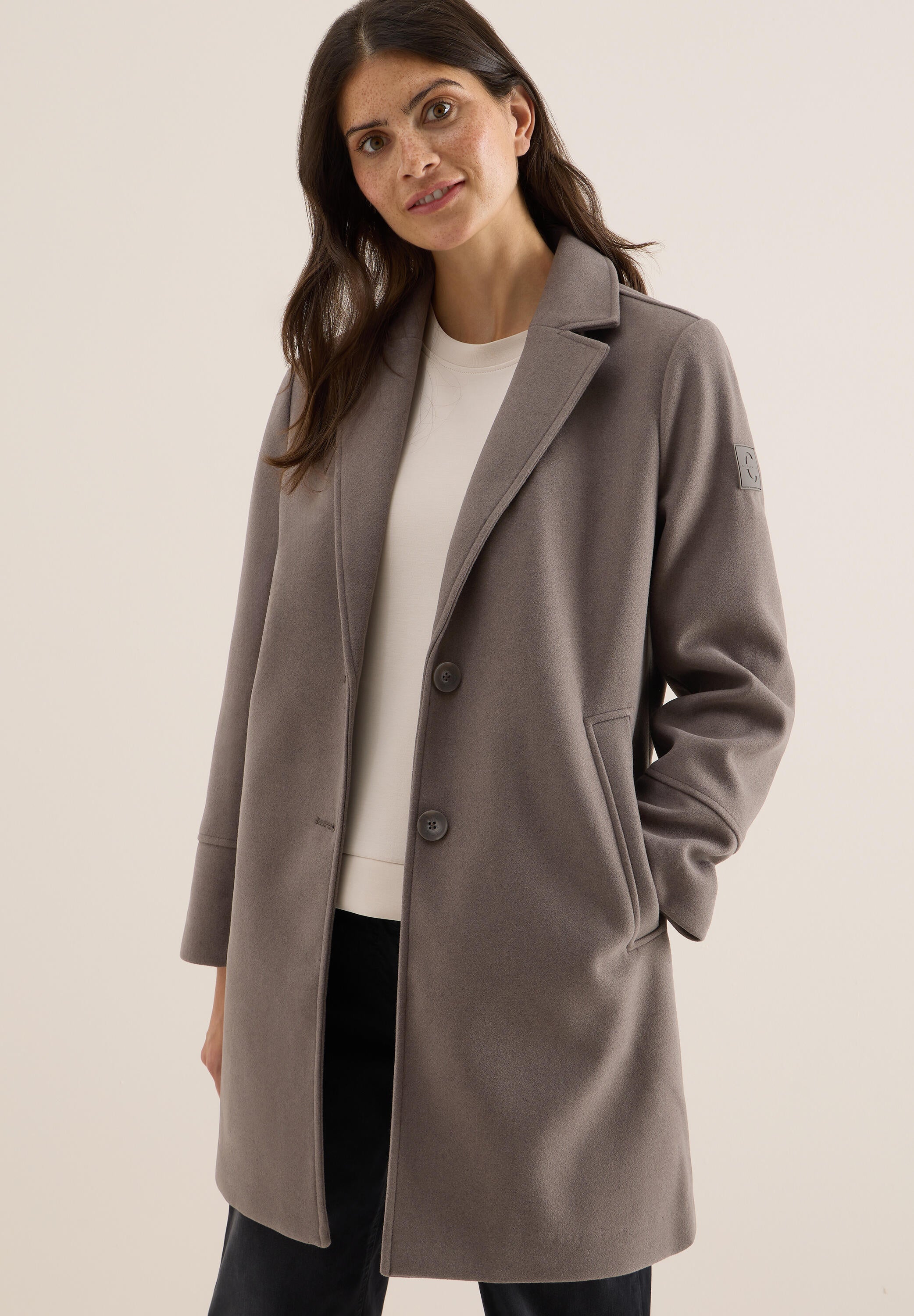 Kurzmantel - 16543 mushroom taupe - Braun