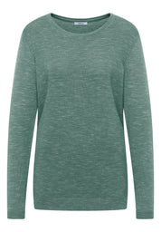 Strickpullover mit V-Neck - 16926 smoky green heather mela - Grün