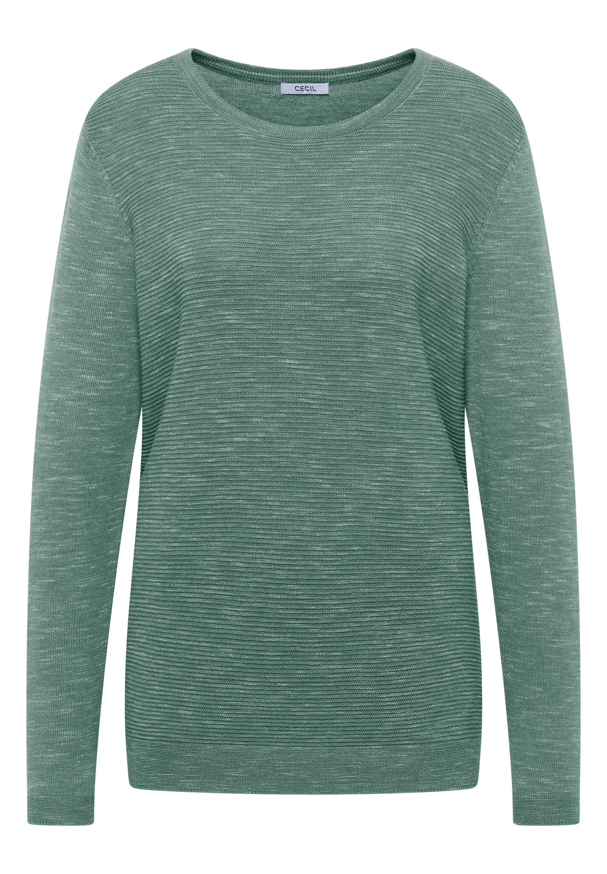 Strickpullover mit V-Neck - 16926 smoky green heather mela - Grün