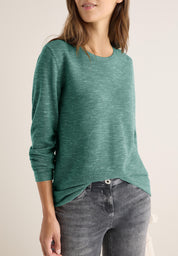 Strickpullover mit V-Neck - 16926 smoky green heather mela - Grün
