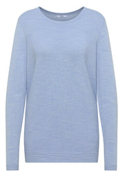 Strickpullover mit V-Neck - 16928 mountain heather melange - Blau
