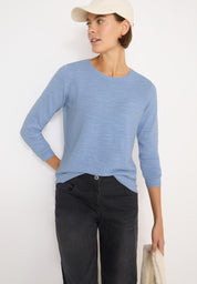 Strickpullover mit V-Neck - 16928 mountain heather melange - Blau