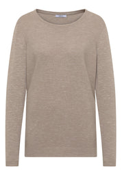 Strickpullover mit V-Neck - 16929 toffee cream heather mel - Beige
