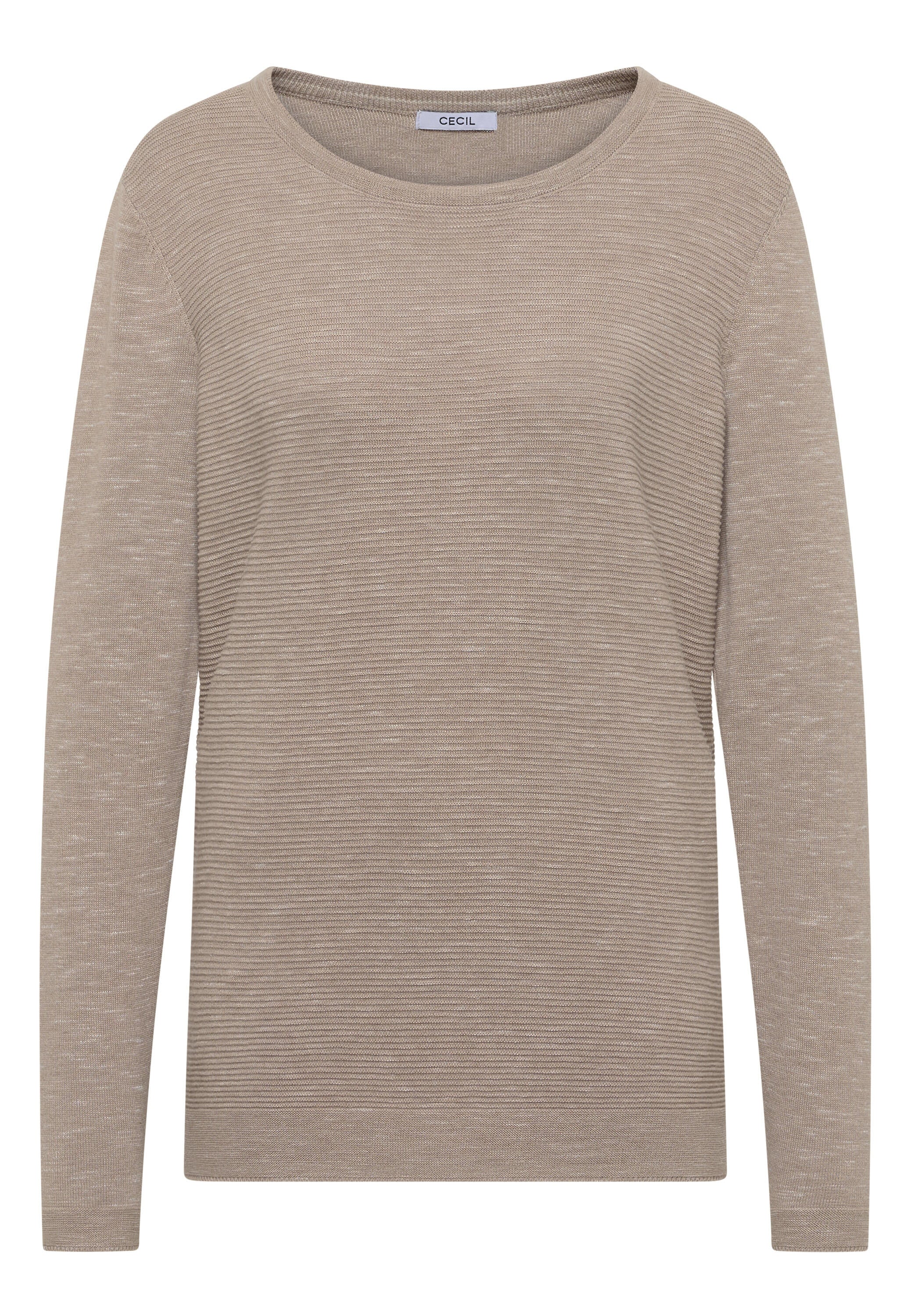 Strickpullover mit V-Neck - 16929 toffee cream heather mel - Beige