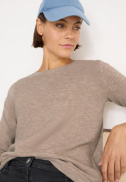 Strickpullover mit V-Neck - 16929 toffee cream heather mel - Beige