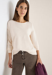 Langarmshirt - 16835 oat milk beige melange - Creme