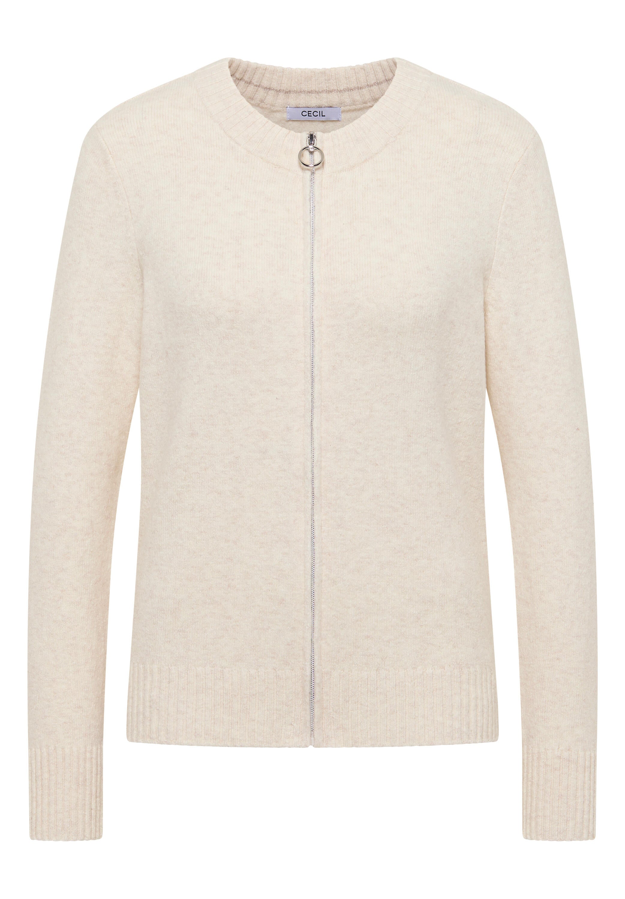 Strickjacke aus Baumwollmix - 16835 oat milk beige melange - Beige