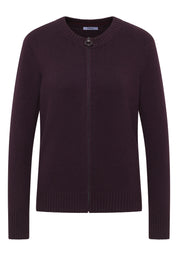 Strickjacke aus Baumwollmix - 17130 eggplant red melange - Violett