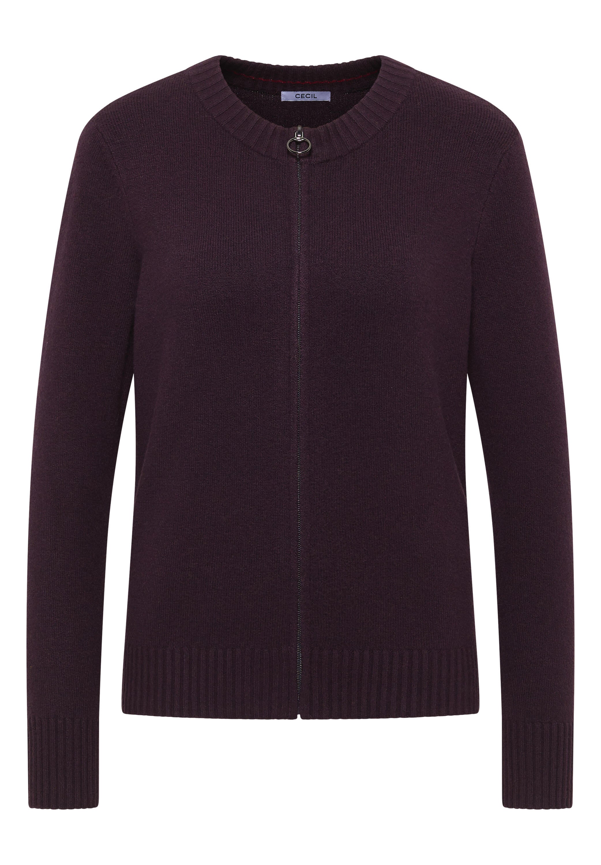 Strickjacke aus Baumwollmix - 17130 eggplant red melange - Violett