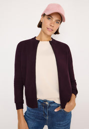 Strickjacke aus Baumwollmix - 17130 eggplant red melange - Violett