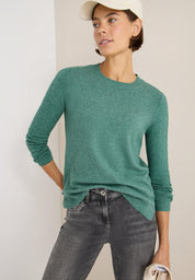 Strickpullover aus Baumwollmix - 16833 jewel green melange - Grün