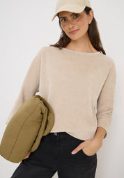 T-Shirt aus Cordstoff - 16983 oat milk beige - Beige