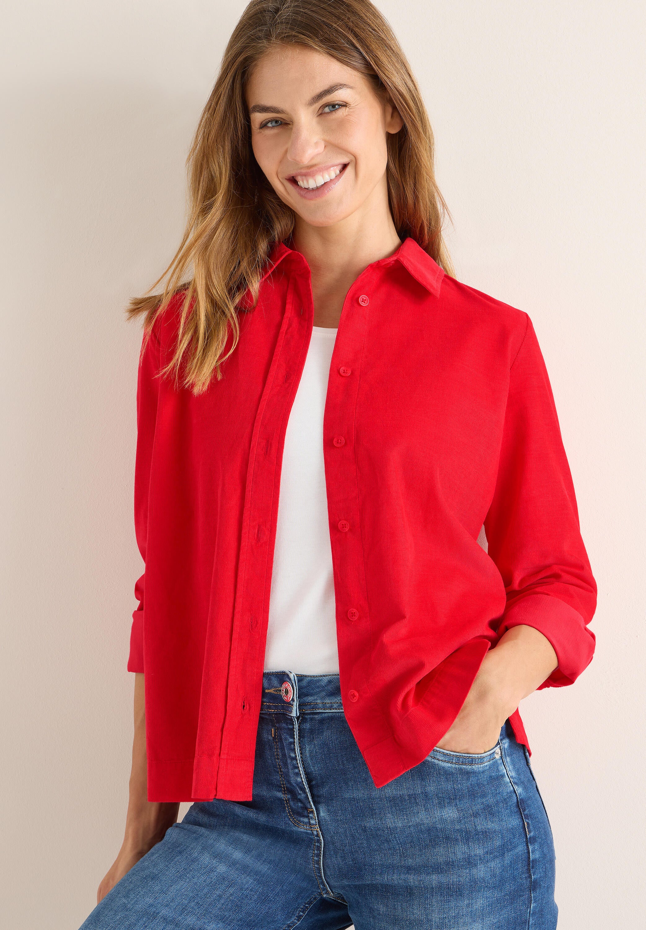Cordhemd aus Baumwolle - 16953 fiery red - Rot