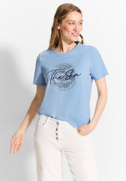 T-Shirt mit Aufdruck - 35671 topaz blue - Blau