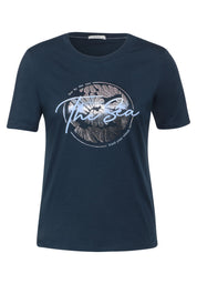 T-Shirt mit Aufdruck - 35673 dark petrol blue - Blau