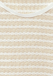 Gestreiftes T-Shirt in Strick-Optik - 25437-smooth sand beige - Beige