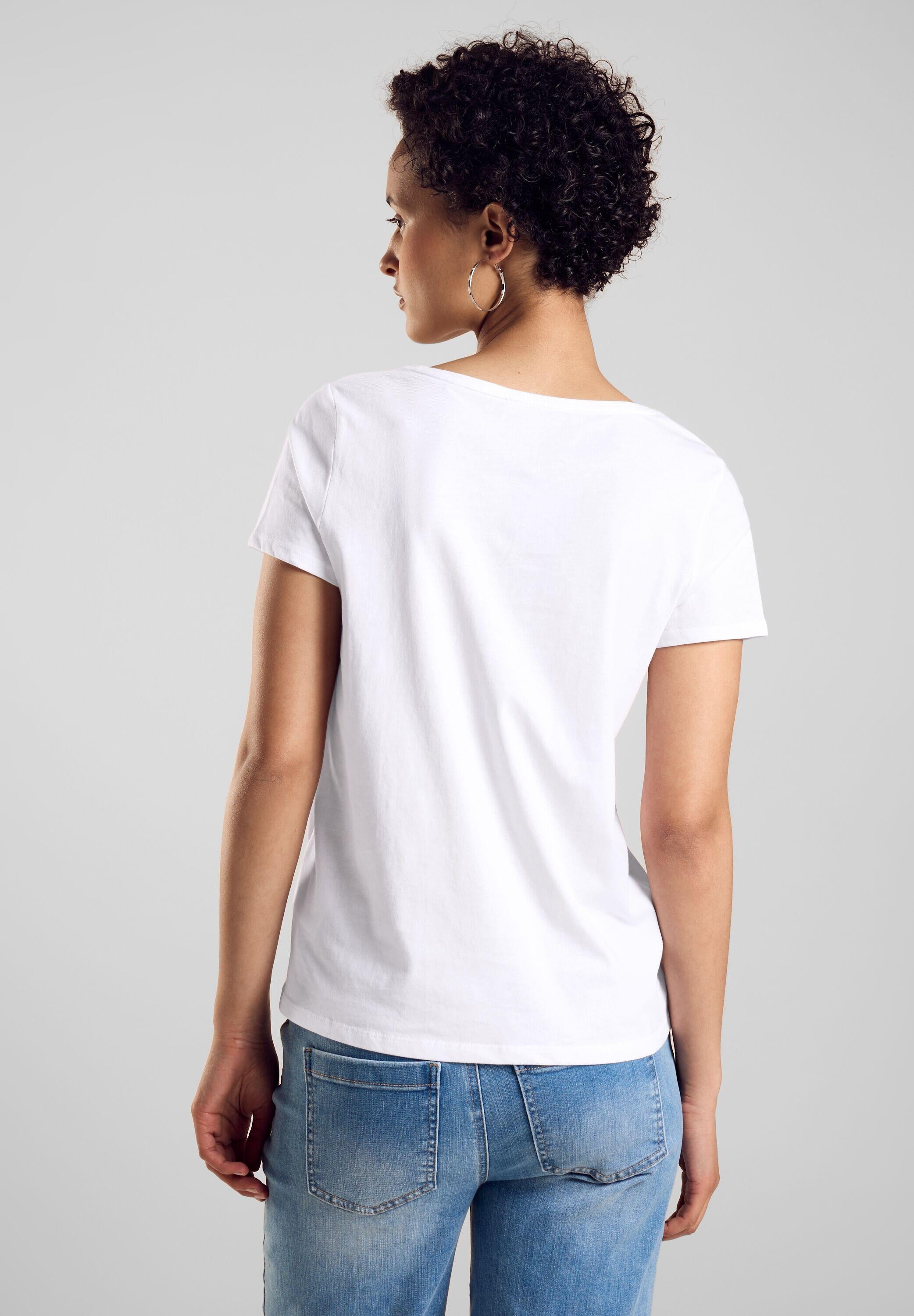 T-Shirt mit Print - 30000-White - Weiß