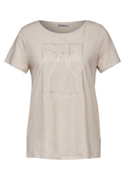 T-Shirt mit Print - 35437-smooth sand beige - Beige