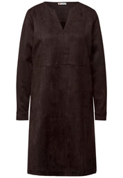 Velourskleid Midi mit V-Ausschnitt - 16866-deep roast brown - Braun