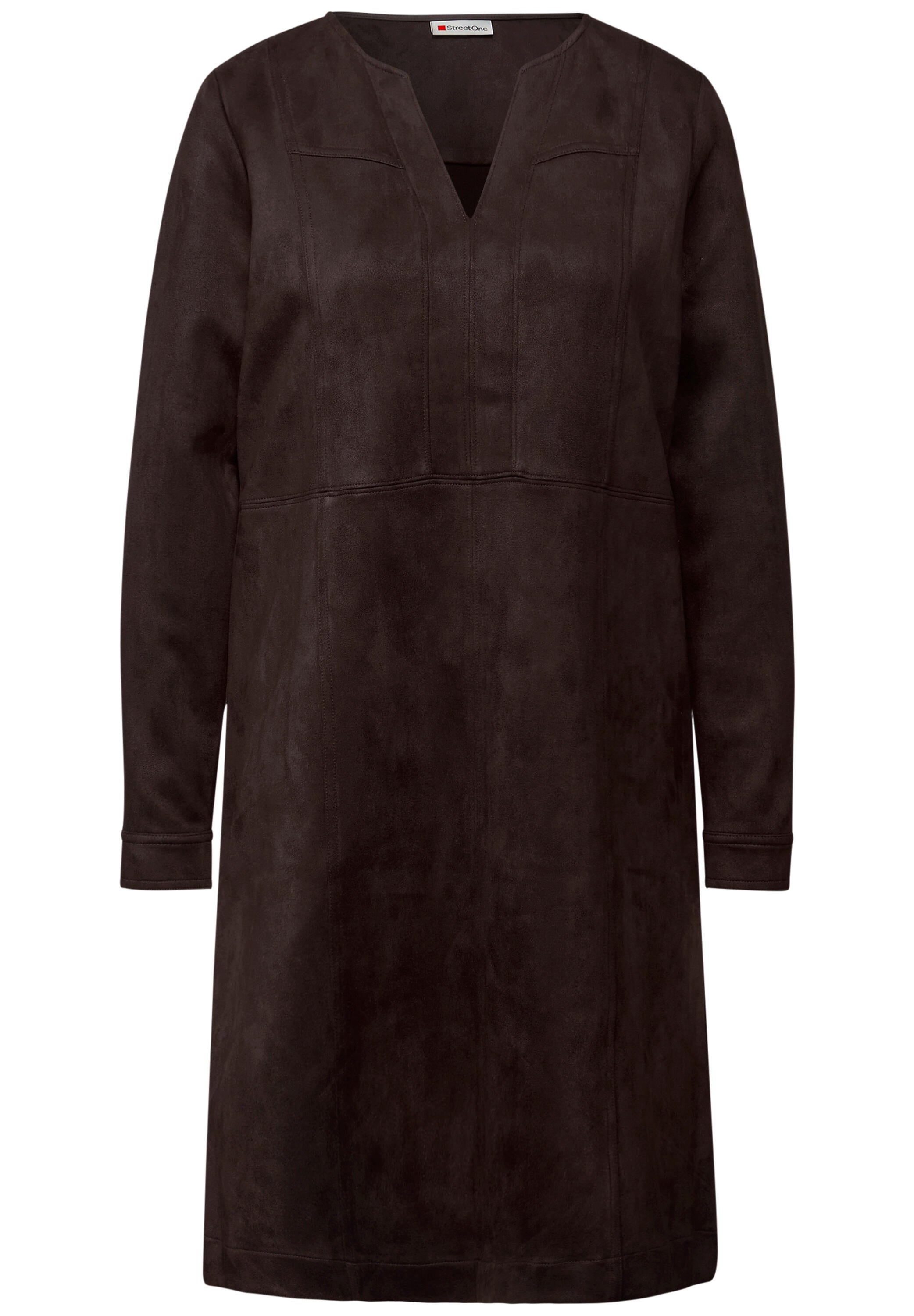 Velourskleid Midi mit V-Ausschnitt - 16866-deep roast brown - Braun