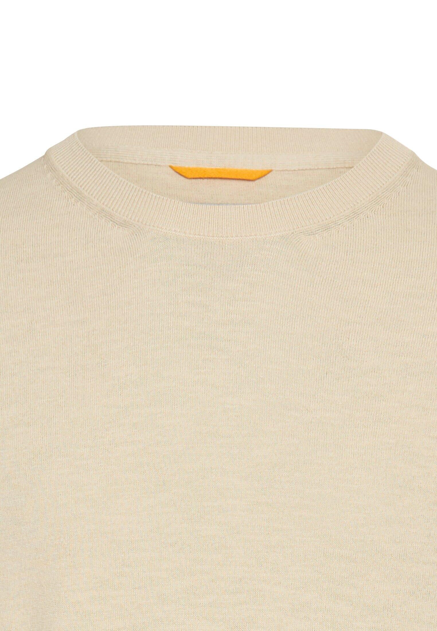 Strick-T-Shirt aus Baumwolle - 11-Oatmeal - Beige