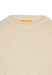 Strick-T-Shirt aus Baumwolle - 11-Oatmeal - Beige