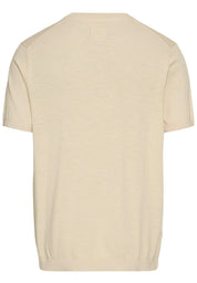 Strick-T-Shirt aus Baumwolle - 11-Oatmeal - Beige