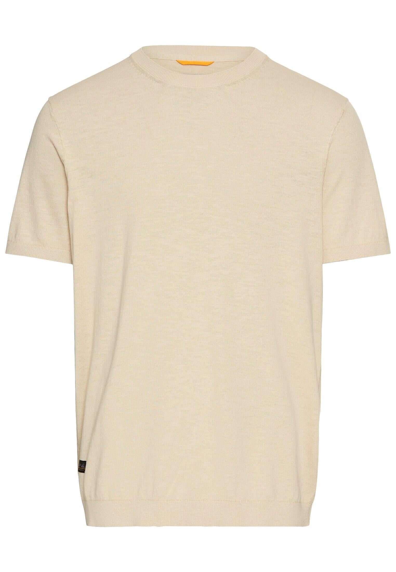 Strick-T-Shirt aus Baumwolle - 11-Oatmeal - Beige