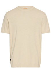 Strick-T-Shirt aus Baumwolle - 11-Oatmeal - Beige